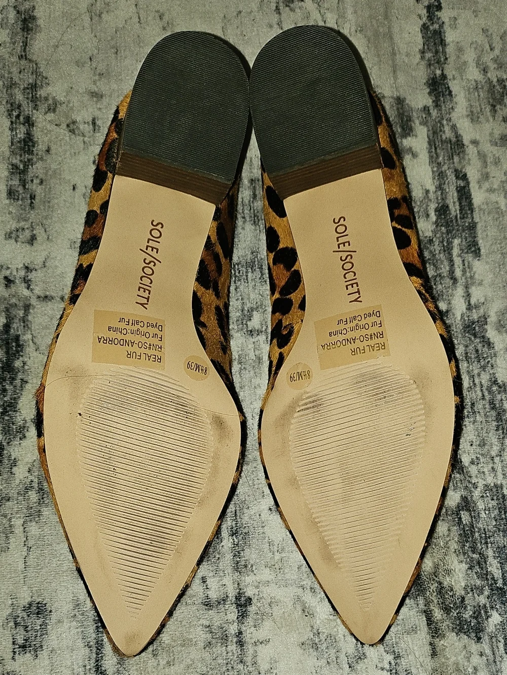 Sole Society Andorra Tan Black Leopard Block Heel Pointed Toe Dress Pumps 8.5